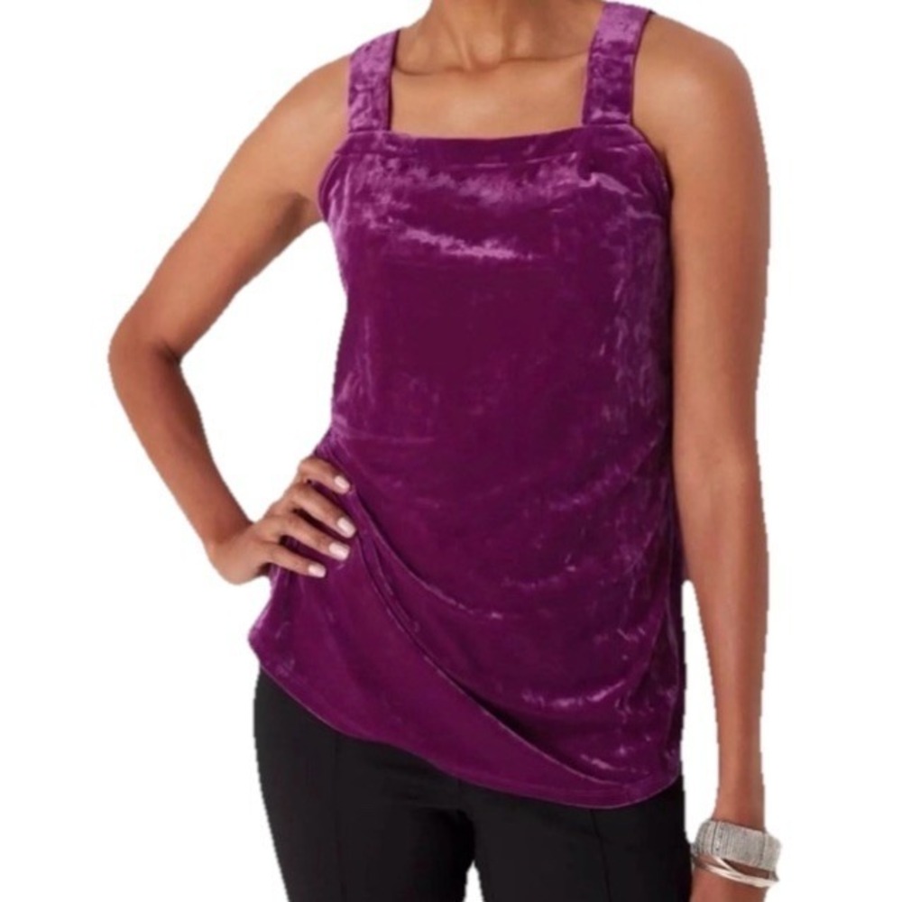 J. Jill Top XL Sugar beet Crushed Stretch Velvet Luxe 90s Minimalist Evening